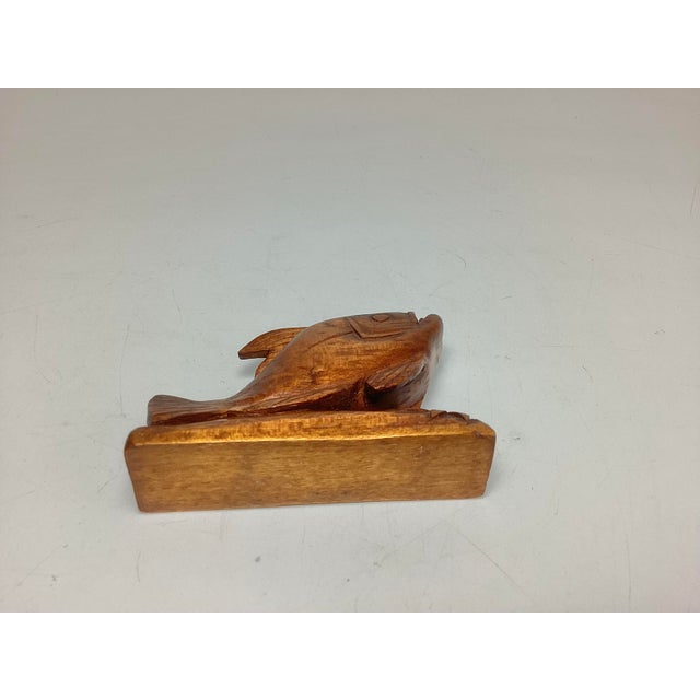 1960s Vintage Folk Art Hand-Carved Wood Fish For Sale - Image 5 of 5