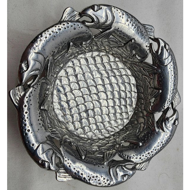 1990s Arthur Court Aluminum Fish Wine/Bottle Coaster For Sale - Image 5 of 6