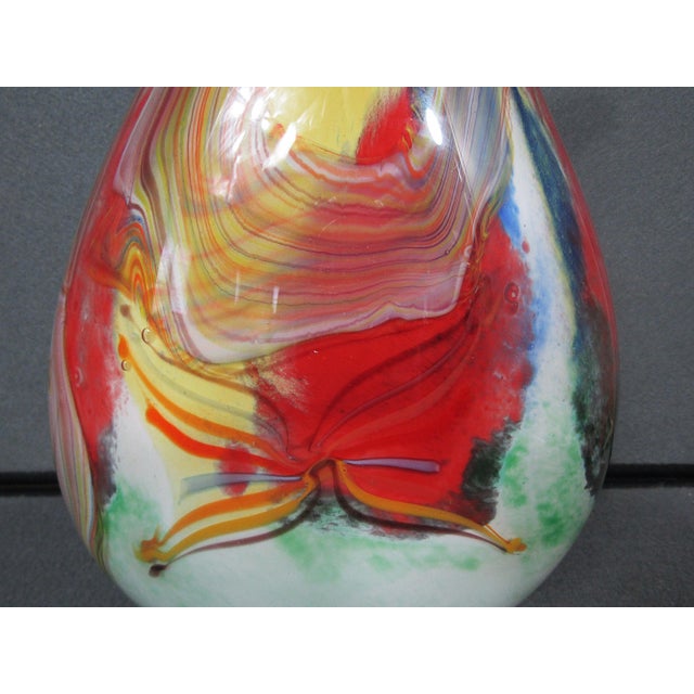 Large Murano-Style Multicolor Hand-Blown Freeform Art Glass Vase For Sale - Image 15 of 15