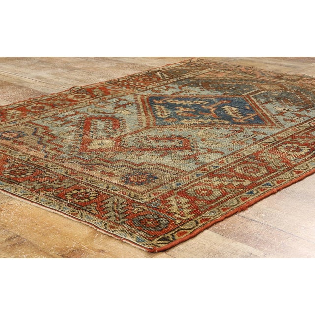 Textile Antique-Worn Persian Bakshaish Rug - 03'07 X 05'01 For Sale - Image 7 of 9