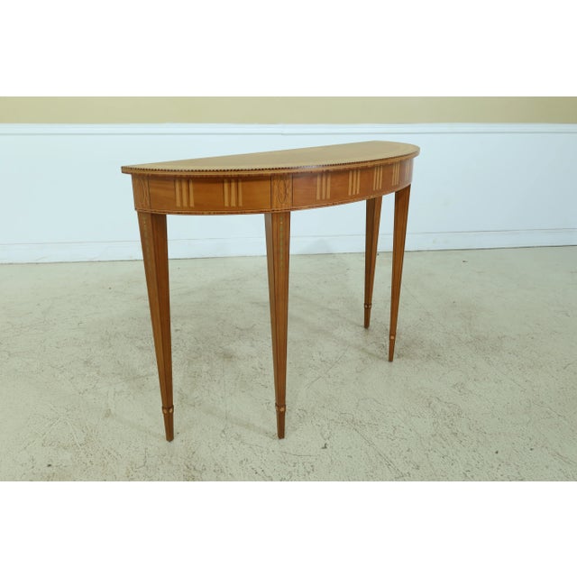 1990s Kindel Irish Georgian Inlaid Satinwood Console Table For Sale - Image 5 of 13