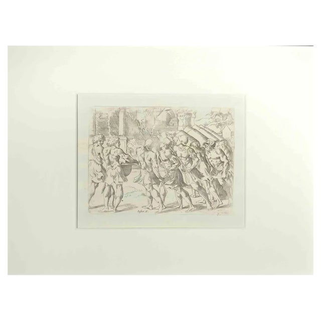 Giovanni Lanfranco, Joshua 6, Old Testament Story, Etching, 1600s For Sale