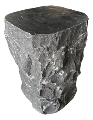 Natural Solid Marble Side Table With Chiselled Finish and Smooth Top