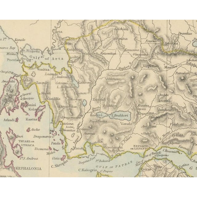19th Century Antique Map of Greece with the Morea and Negropont and Kephalonia, 1858 For Sale - Image 5 of 9
