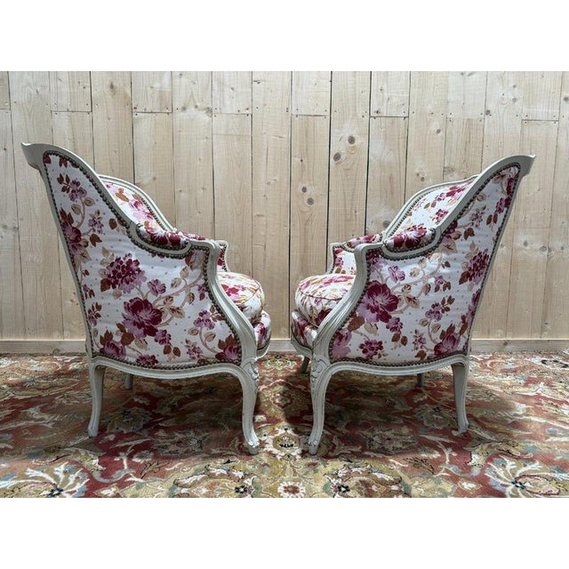 Wood Louis XV Style Bergère Armchairs, Set of 2 For Sale - Image 7 of 10