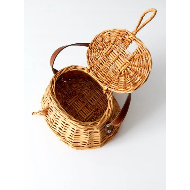 Vintage Wicker Carrying Basket For Sale - Image 6 of 9