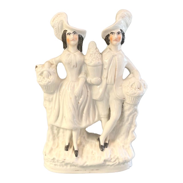 Antique Staffordshire Man and Woman in White Figurines For Sale