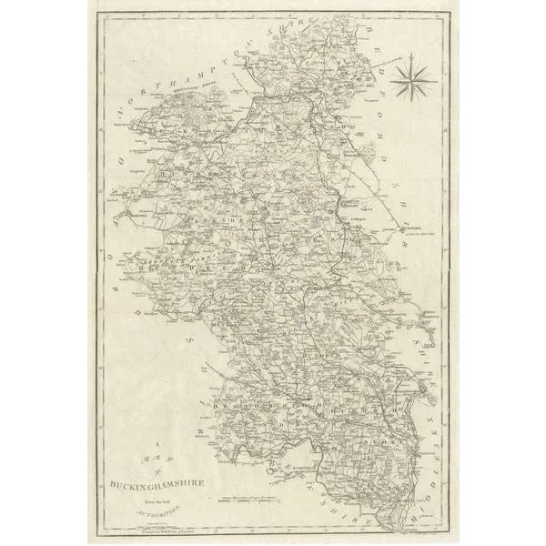 Large Antique County Map of Buckinghamshire, England, 1805 For Sale - Image 3 of 6