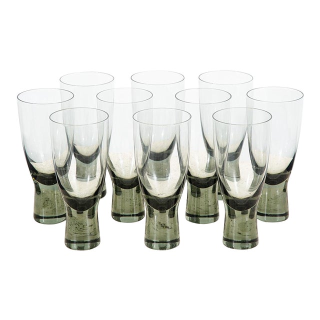 Mid 20th Century Mid Century Modern Glass Highball Per Lutkin Holmegaard Smoked Grey - Set of 10 For Sale
