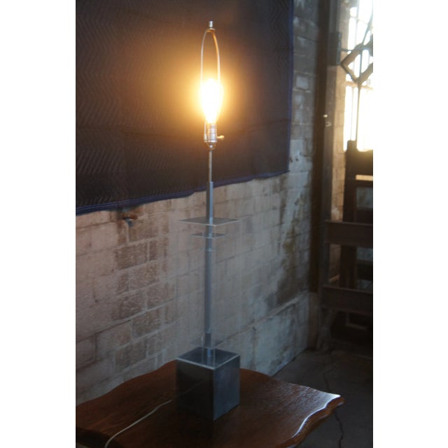 Mid 20th Century Mid Century Modern Stacked Lucite Recantle Lamp Geometric Chrome For Sale - Image 4 of 11