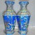 Blue Pair of Chinese Hexagonal Blue Ground Famille Rose Peacock & Bird Porcelain Vases, Chinoiserie Decor Vessels For Sale - Image 8 of 9