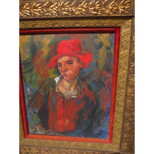 Expressionist Painting Red Hat Boy For Sale - Image 4 of 10