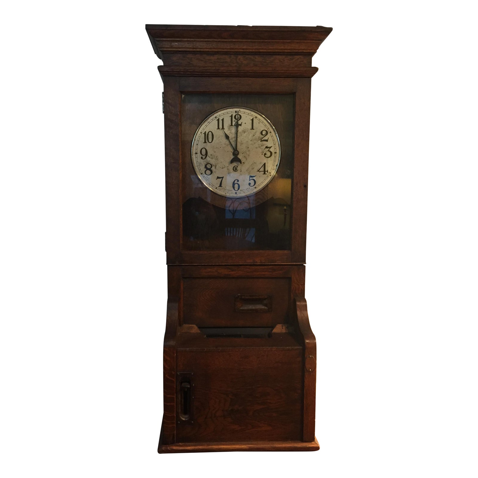 Antique Time Clock Punch Recorder Made of Quartersawn Oak Chairish