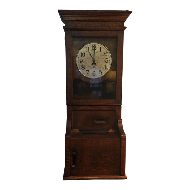 Antique Time Clock Punch Recorder Made Of Quartersawn Oak Chairish