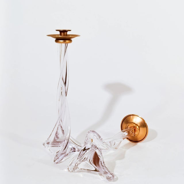 Metal French Crystal Candlesticks from Sèvres, 1970s, Set of 2 For Sale - Image 7 of 9
