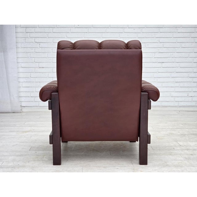 Scandinavian Armchair in Leather and Beech, 1970s For Sale - Image 16 of 18