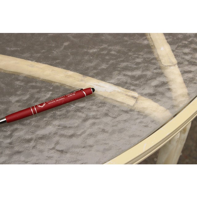 Mid Century Modern Round Aluminum Glass Top Patio Dining Table For Sale - Image 12 of 12
