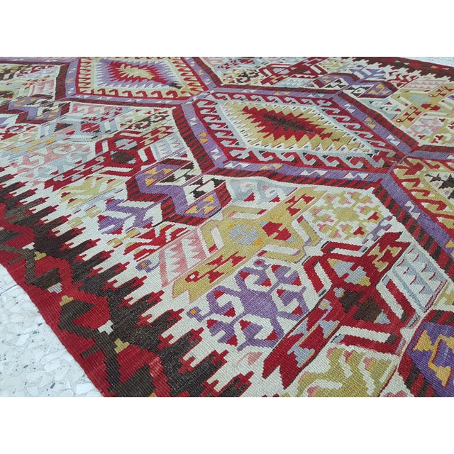 1970s Vintage Turkish Kilim Rug 4'11'' X 9'7" For Sale - Image 5 of 11