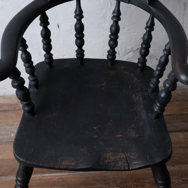 Late 19th Century Captain's Chair in Black, c.1880 For Sale - Image 5 of 18