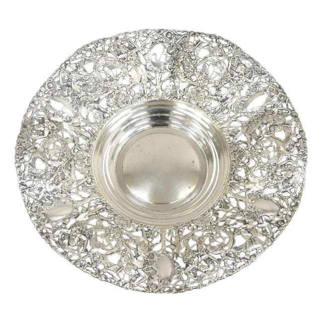 Vintage William Adams Wa Spain Silver Plated Figural Repousse Large Fruit Bowl For Sale