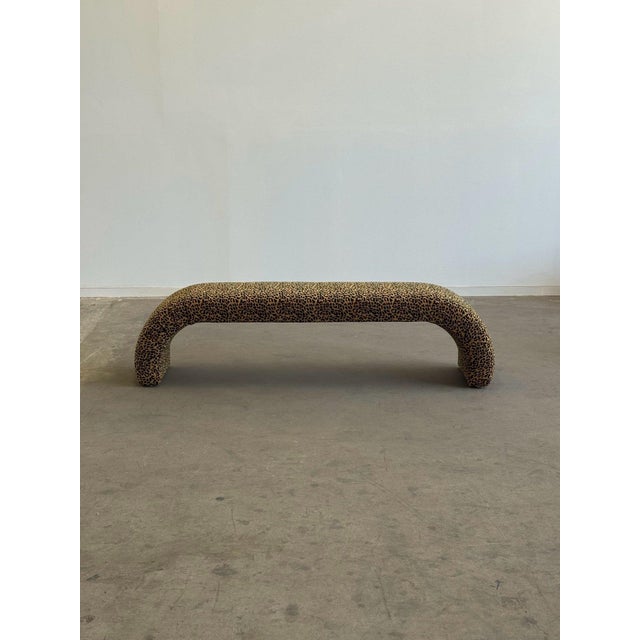 W71 D15 H18 Perfect at the base of a King or CalKing bed with a custom made waterfall curve along the size. The fabric is...