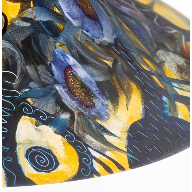Blue Ulla Darni Reverse Painted Glass Table Lamp For Sale - Image 8 of 13