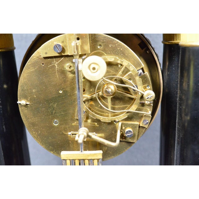 Black French Napoleon III Ebonized Wood Portico Mantel Clock, Circa 1860 For Sale - Image 8 of 13