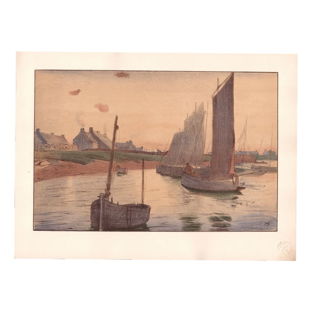 Raoul André Ulmann, Tristesse sur la Mer, 1898, Original Lithograph For Sale