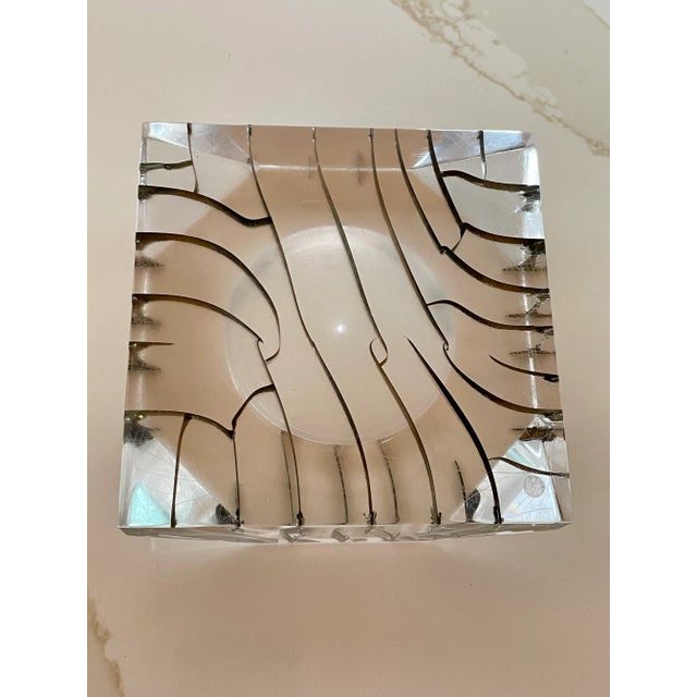 Bronze 1970s Herb Ritts for Astrolite California Lucite & Embedded Bronze Dish For Sale - Image 8 of 12