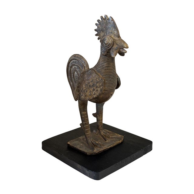 1980s Vintage African Ashanti/Akan Bronze Sculpture of a Bird/ Rooster I Coast 6.25" H W/Stand For Sale - Image 5 of 5