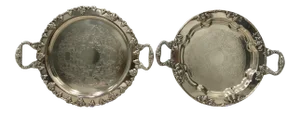 Antique & Vintage Mismatched Plate Silver Serving Trays - a Pair