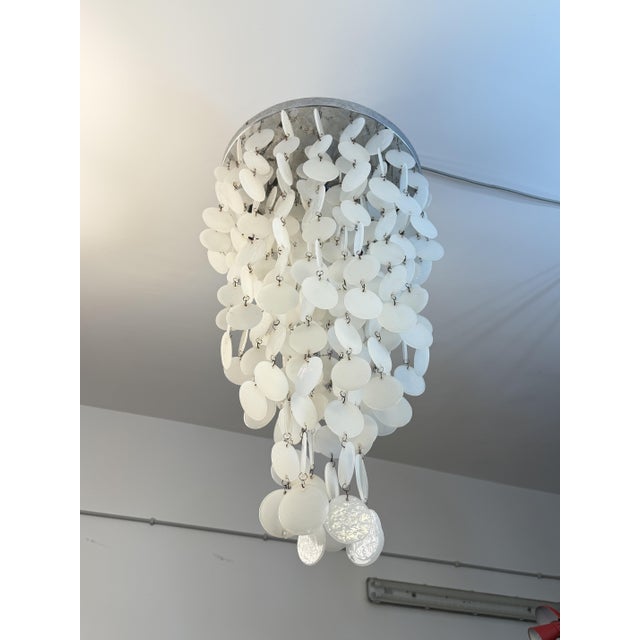 White Murano Glass 3-Light Waterfall Chandelier in the style of Verner Panton, 1970s For Sale - Image 8 of 8