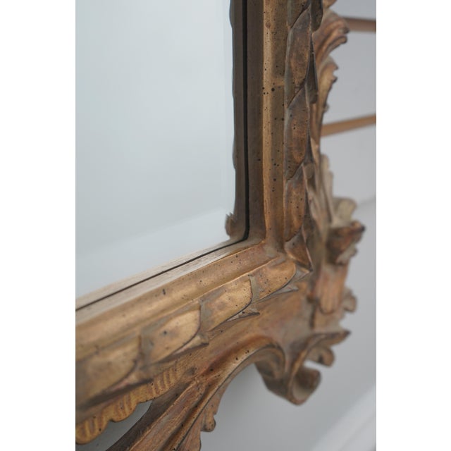 Glass Carolina Mirror Co Carved Gilt Wall Mirror For Sale - Image 7 of 11