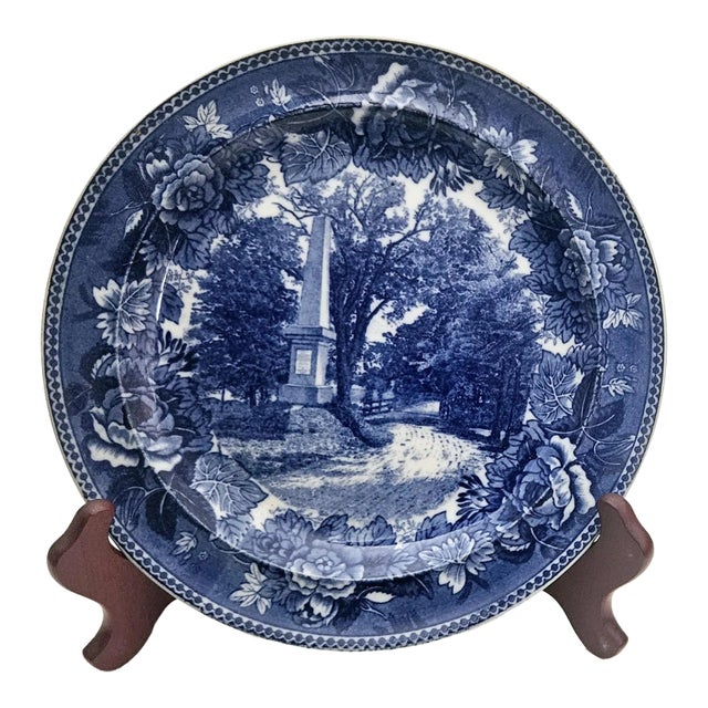 Wedgwood Massachusetts Historic Scenes Bluebell Plate - The Old North Bridge, Concord Mass. For Sale