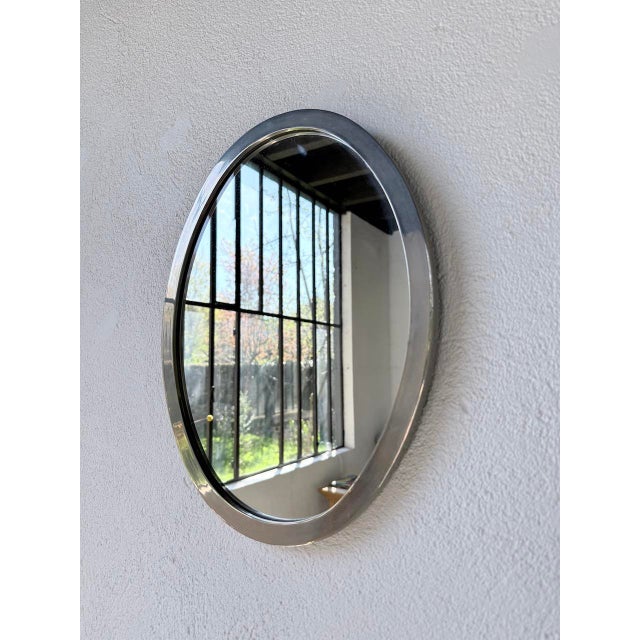 Oval Silver-Plated Metal Mirror, 1950s For Sale - Image 6 of 18