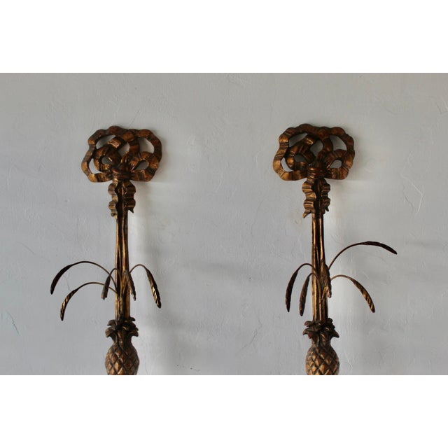 Gold Monumental French Regency Style Gilded Wall Candle Sconces-a Pair For Sale - Image 8 of 18