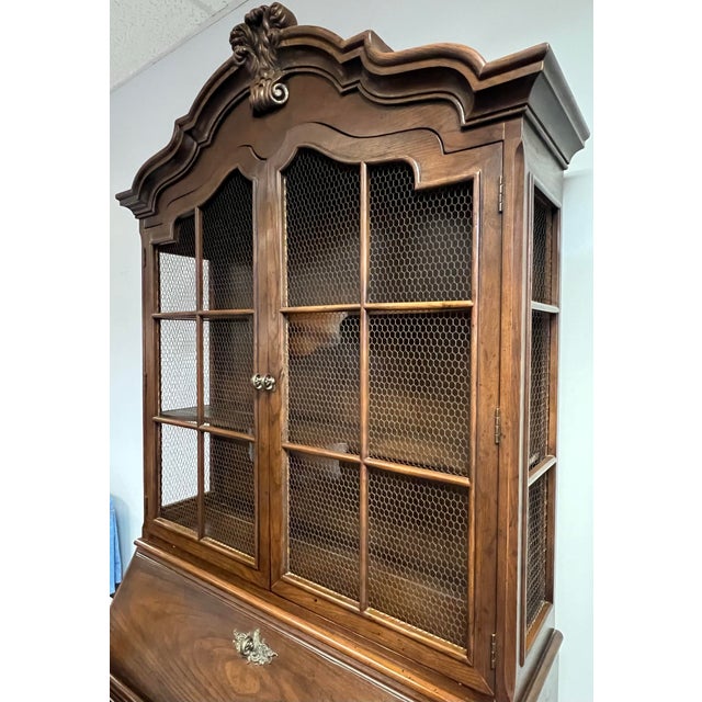 Henredon Four Centuries French Bombe Secretary Desk With Bookcase Top For Sale - Image 11 of 12