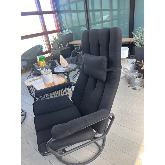Metal 1966 Homecrest Model #90 Martinique Swivel Rocker Full Set - Two Chairs With Cushions and Ottomans For Sale - Image 7 of 8