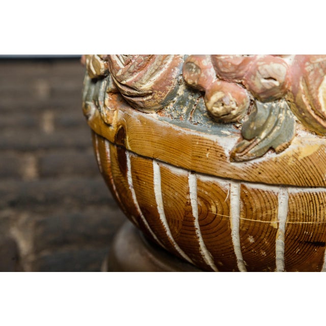 Hand Carved Wood Floral Ball Table by Sarreid Ltd For Sale - Image 10 of 11