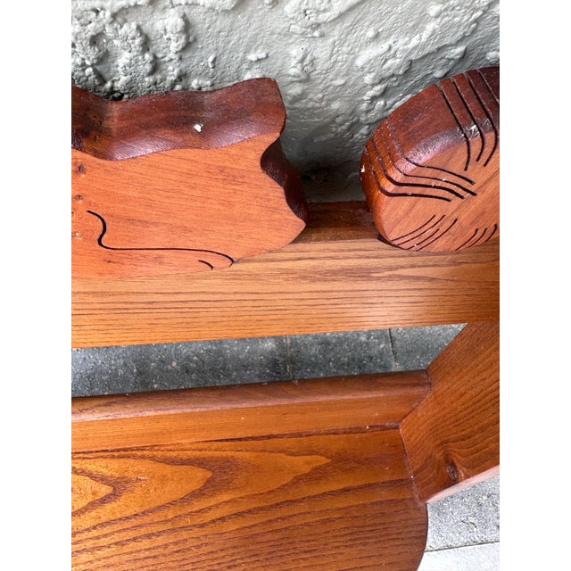 Brown Vintage Late 20th Century Solid Oak Cat Wall Shelf For Sale - Image 8 of 9
