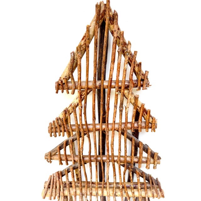 Rustic Vintage Rustic Twig Chair With Woven Seat Folk Art Decor For Sale - Image 3 of 11