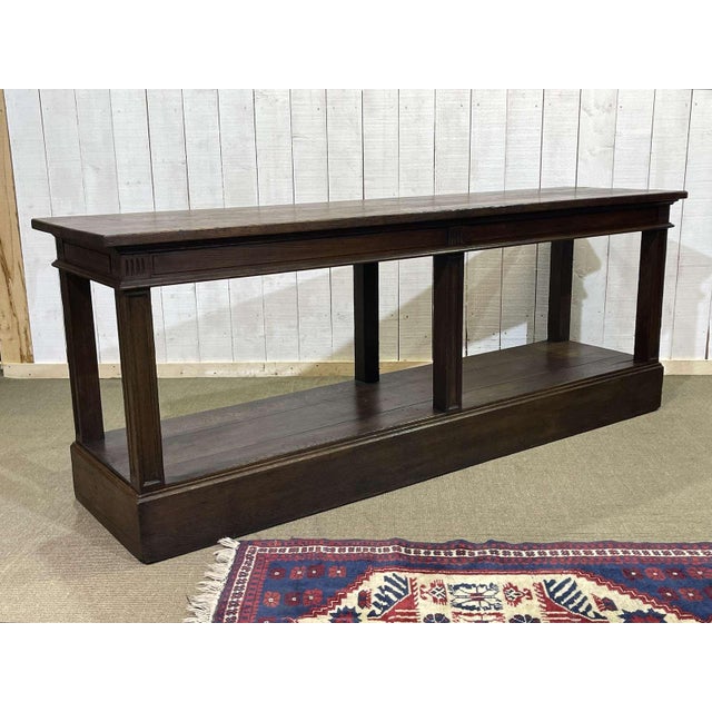 19th century oak draper's table - L=2m23, D=60cm, H=85cm.