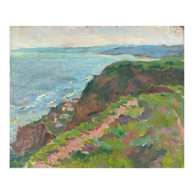 1970s Mountain Landscape Antique Oil Painting Original Soviet Art Ukrainian Artist 26-32 For Sale