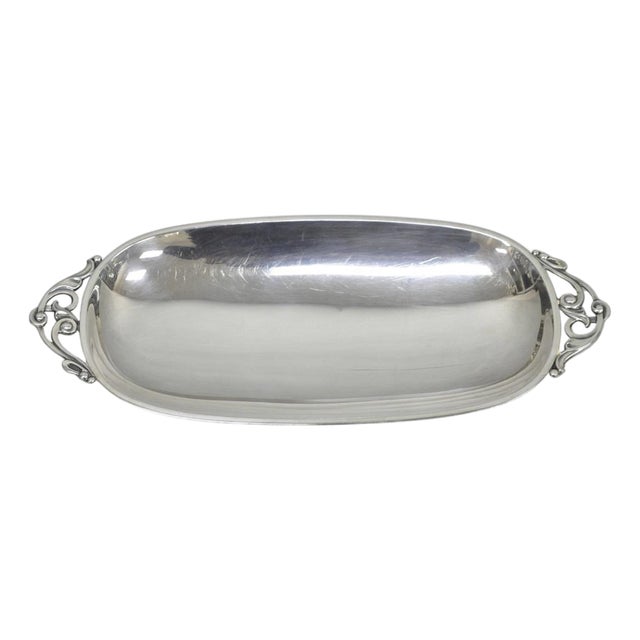 Vintage Denmark Gidom Fraberg Designed Silver Plated Narrow Trinket Candy Dish For Sale