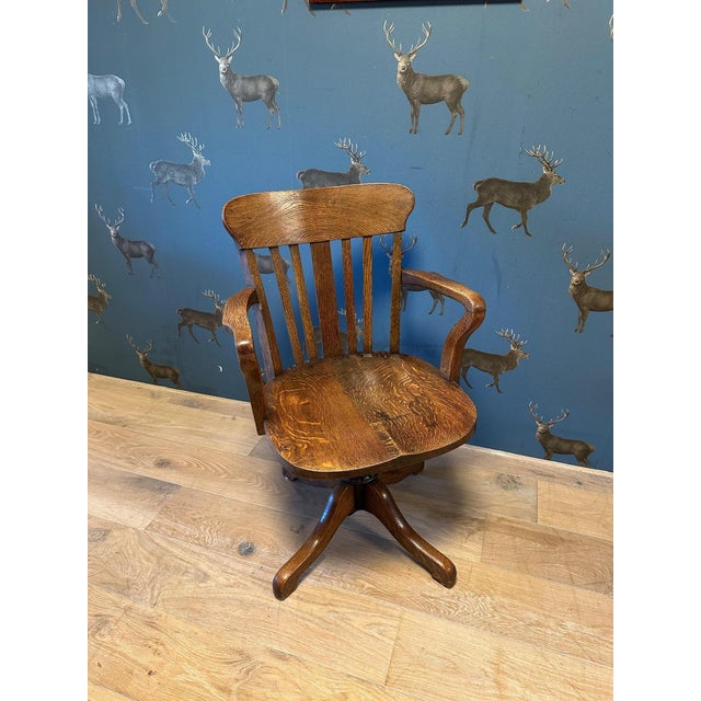Brown Antique Oak Office Chair, 1890s For Sale - Image 8 of 8