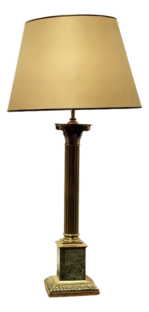 Tall Heavy Granite and Brass Corinthian Column Table Lamp, 1920s