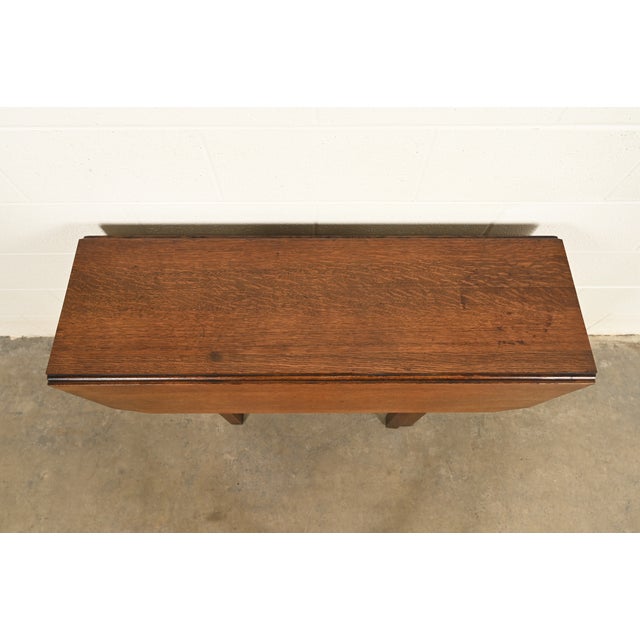 Gustav Stickley Mission Oak Arts & Crafts Drop Leaf Dining Table, Circa 1912 For Sale - Image 9 of 15