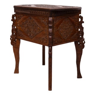 Indonesian Hand Carved Treasure Box on Stand, 1920s For Sale