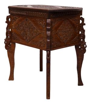 Indonesian Hand Carved Treasure Box on Stand, 1920s