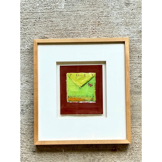 Framed Abstract Mixed Media Postal Design Art For Sale - Image 4 of 12